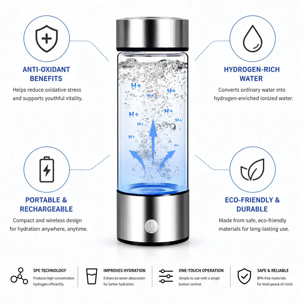 Ioniseur d'eau hydrogène portable rechargeable