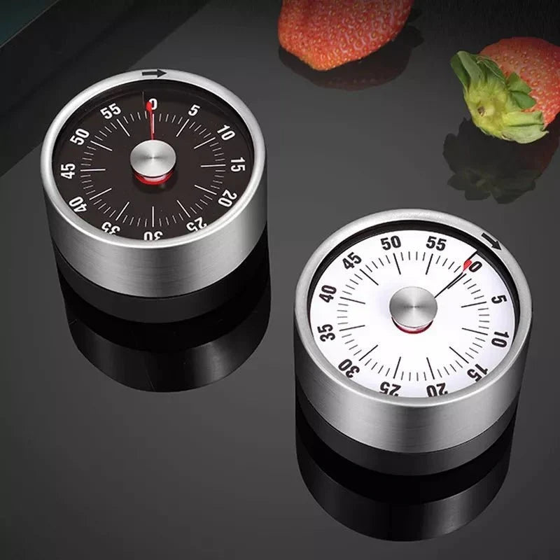 Minuteur de Cuisine Mécanique avec Dos Magnétique en Acier Inoxydable