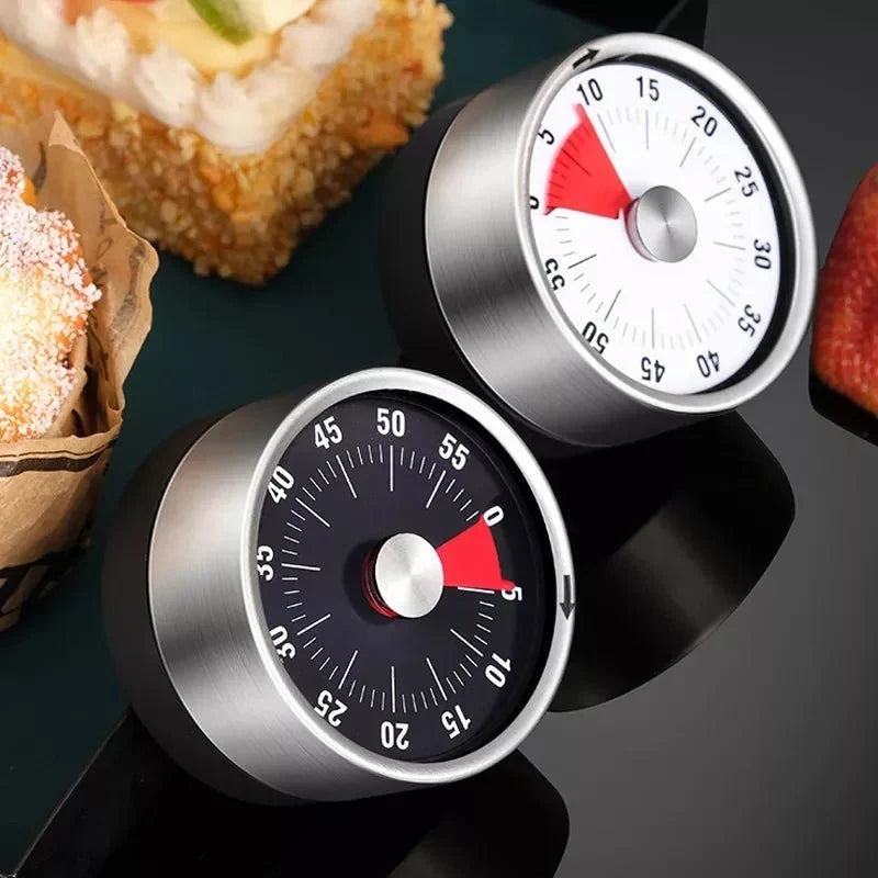 Minuteur de Cuisine Mécanique avec Dos Magnétique en Acier Inoxydable