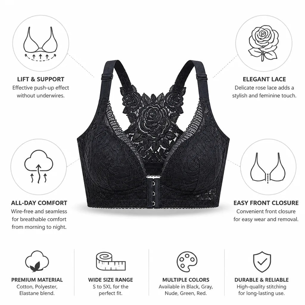 Soutien-gorge en dentelle à fermeture frontale sans armatures