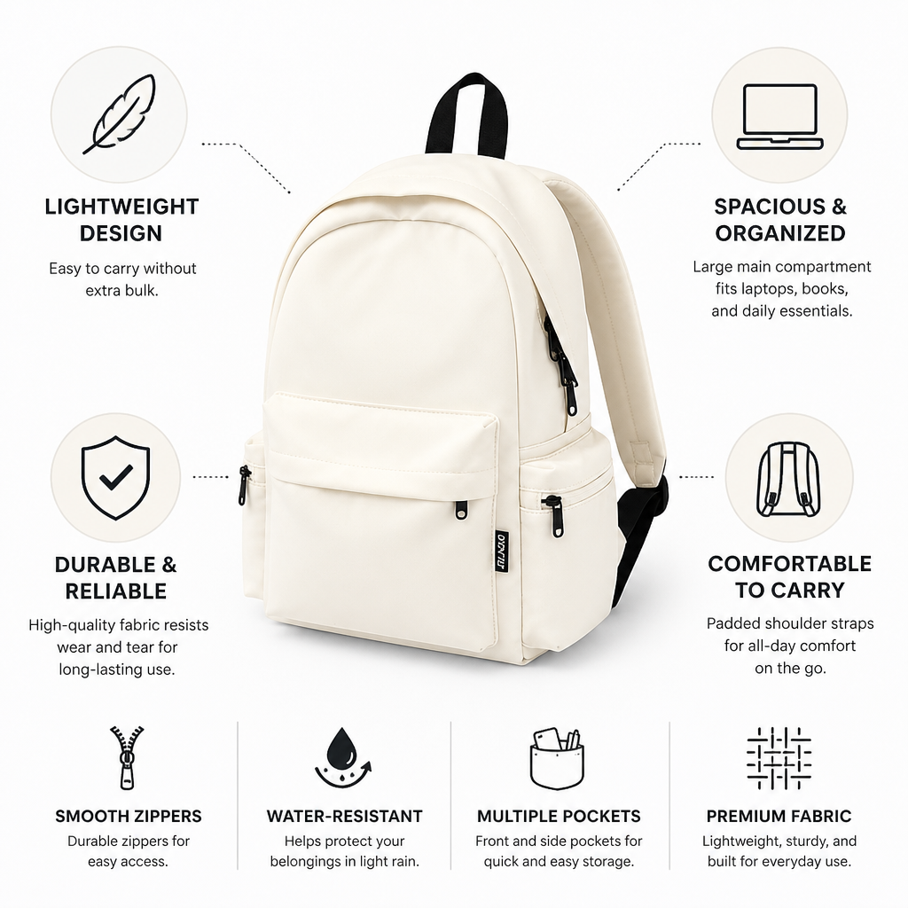 Sac à dos scolaire léger et durable (bandoulières rembourrées)