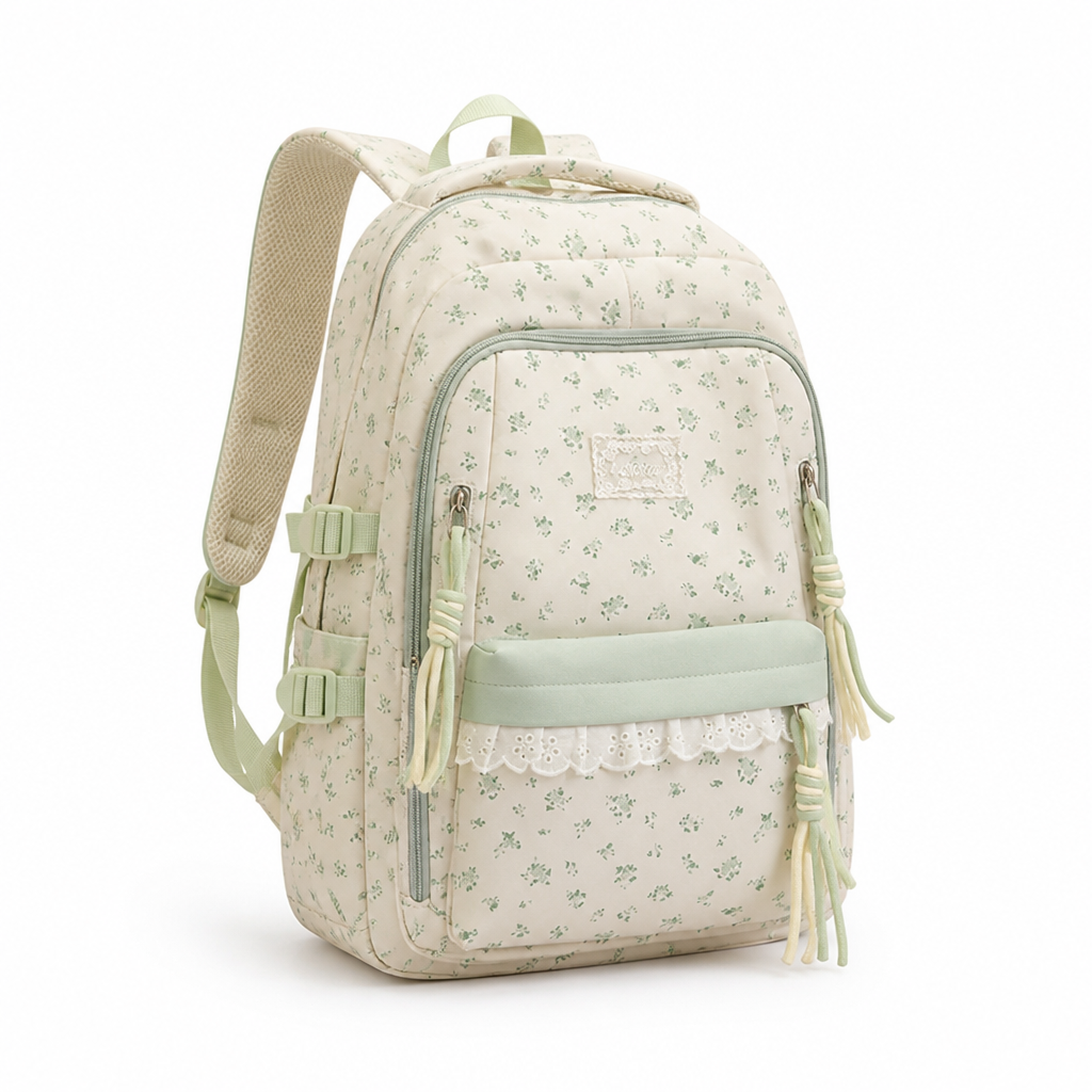 Sac à dos scolaire à imprimé floral lavable en machine