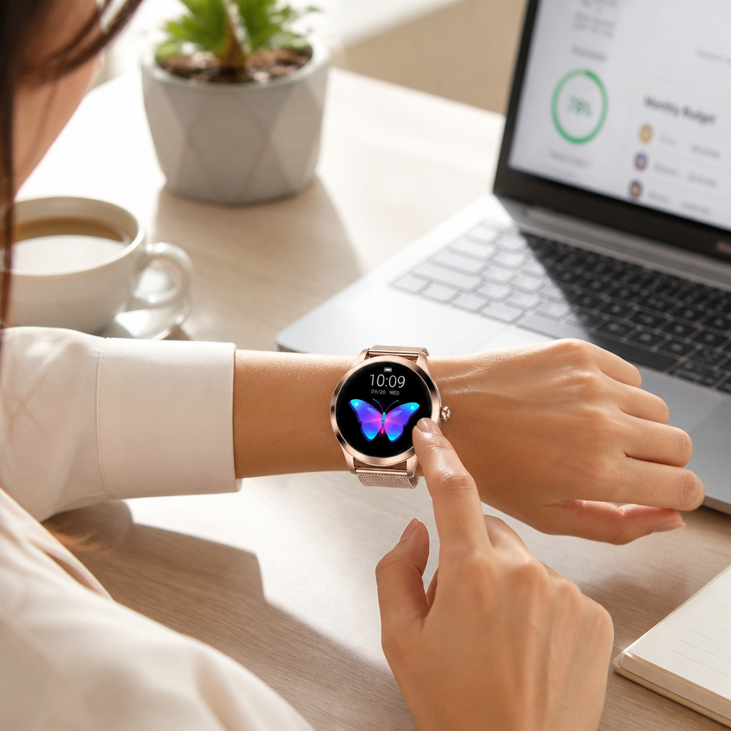 Montre intelligente de suivi de santé en métal poli