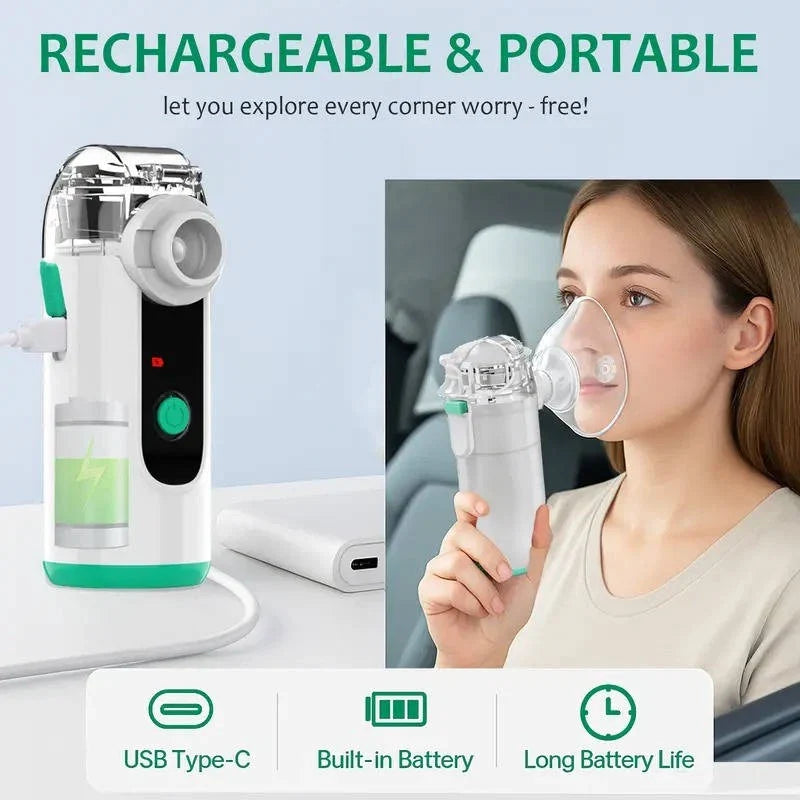 Nébuliseur Portable à Brume Ultrafine Rechargeable par USB & Ultra Silencieux