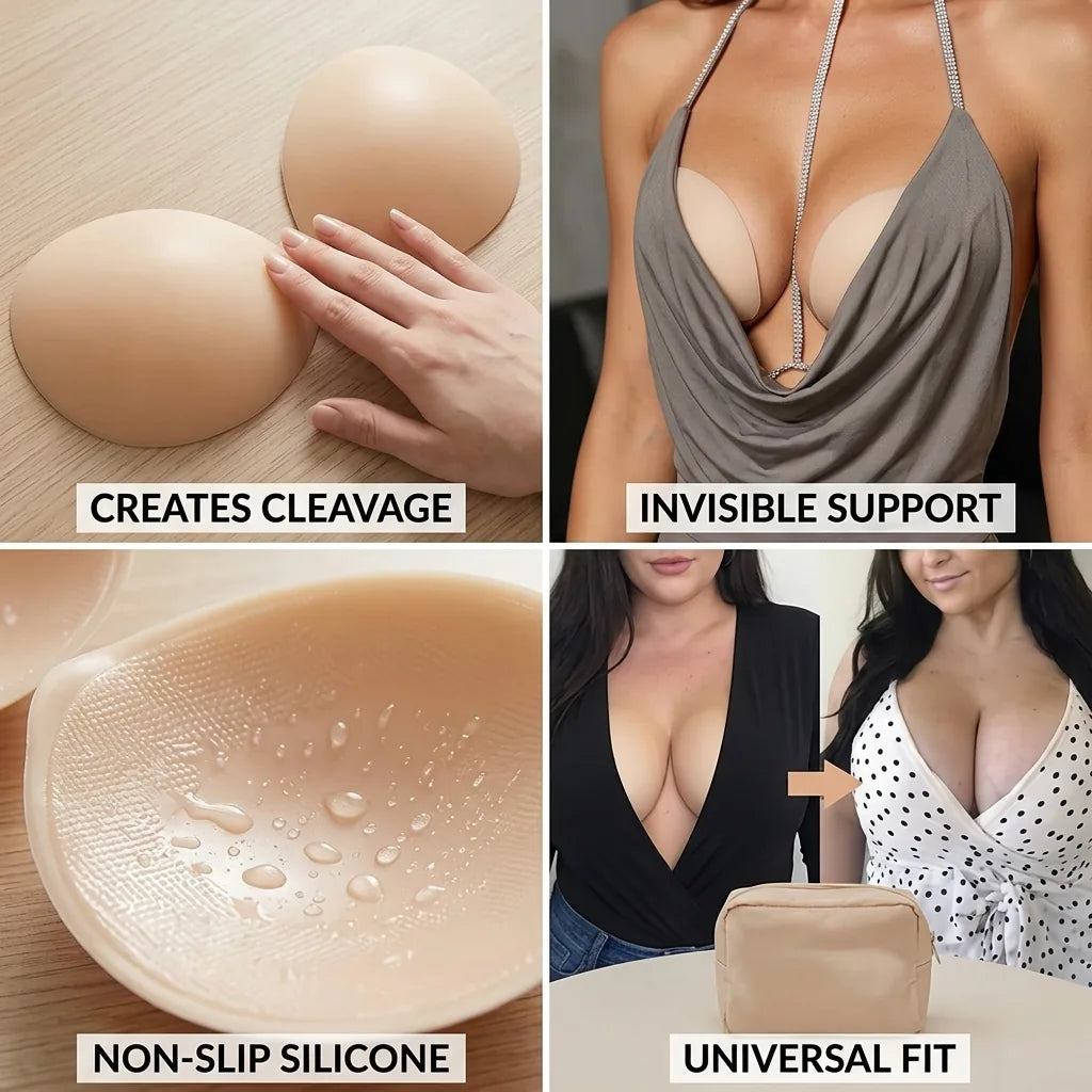 Soutien-Gorge Push-Up Sans Devant en Silicone Antidérapant