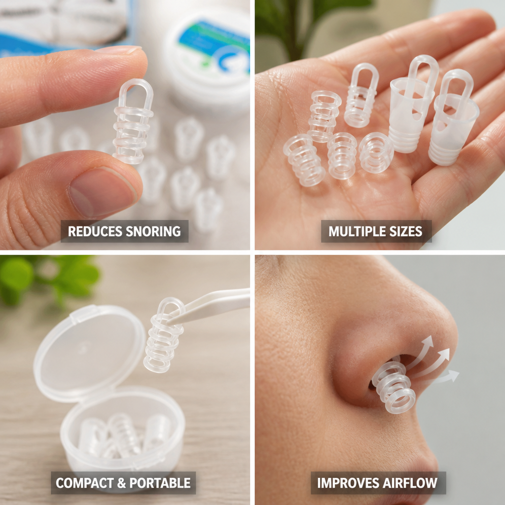 Dilateur Nasal Doux en Silicone Réducteur de Ronflement (Tailles Assorties & Étui de Voyage)