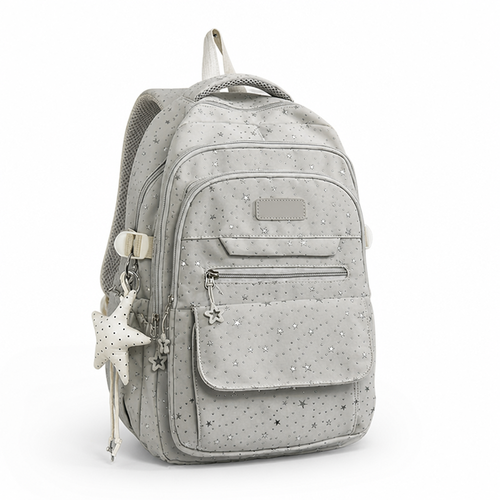 Sac à dos d'école à plusieurs compartiments orné d'étoiles