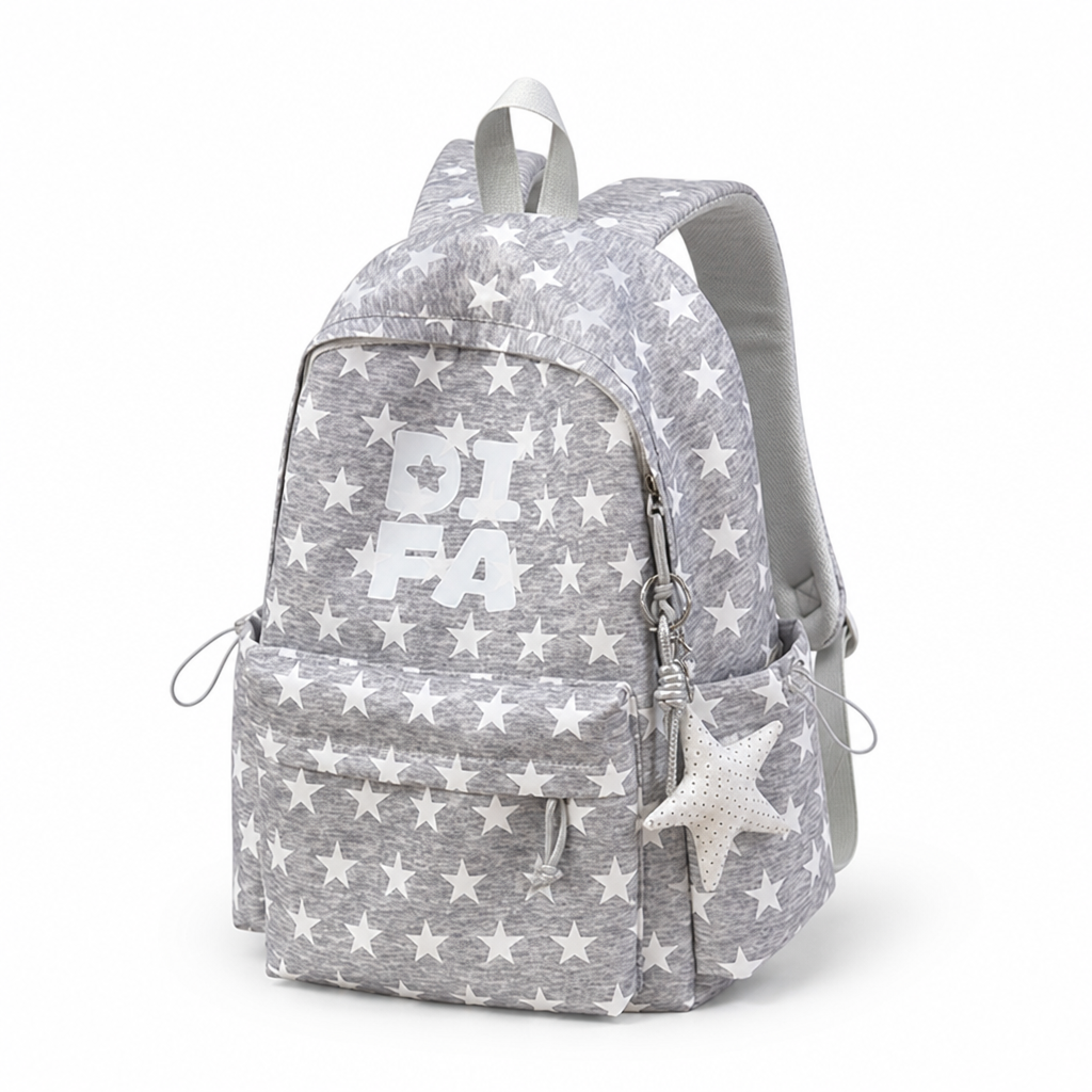 Sac à dos d'école spacieux et durable avec motif étoilé
