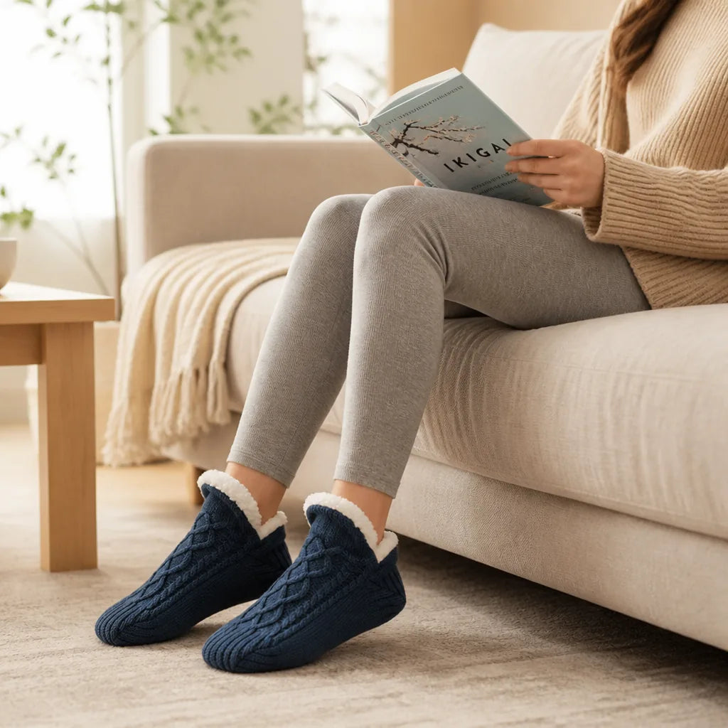 Chaussettes Thermiques Doublées en Polaire Antidérapantes