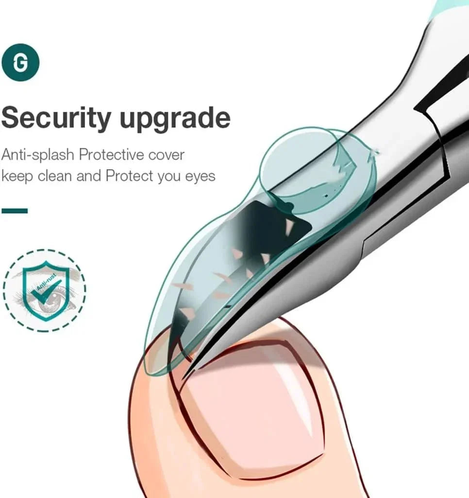 Coupe-ongles pour les orteils à bord incurvé en acier inoxydable avec récupérateur d'ongles