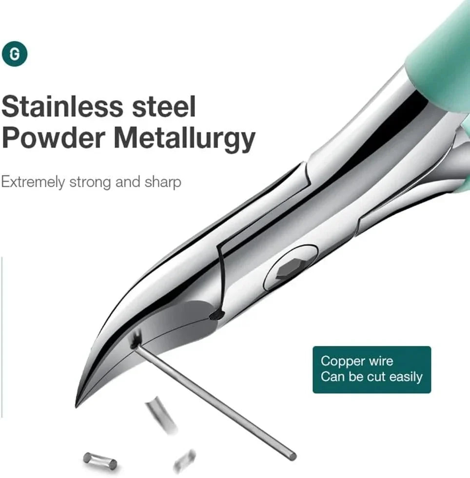 Coupe-ongles pour les orteils à bord incurvé en acier inoxydable avec récupérateur d'ongles