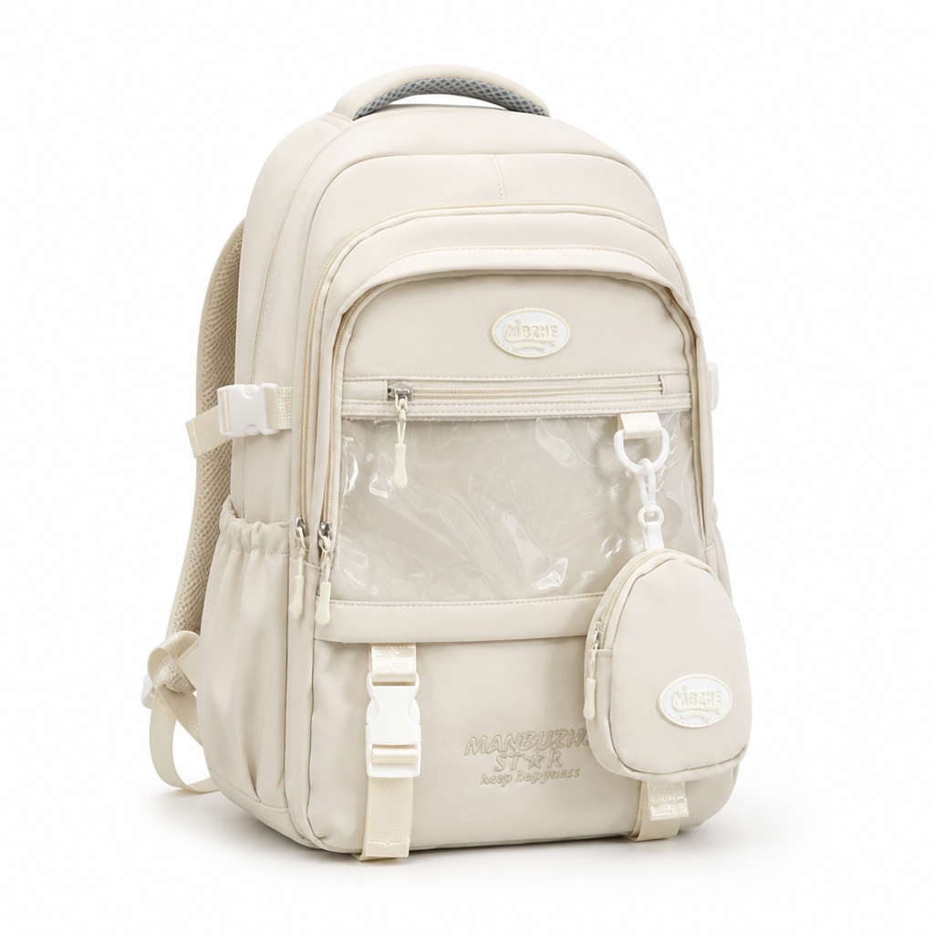 Sac à dos scolaire avec panneau avant transparent et bretelles rembourrées
