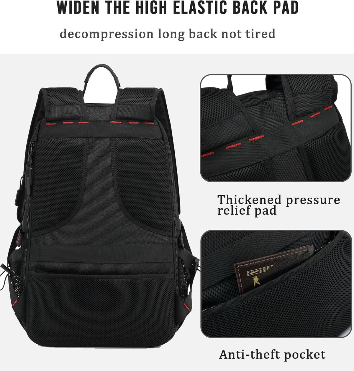 Sac à dos de voyage extensible 60L avec compartiment pour ordinateur portable rembourré et USB intégré