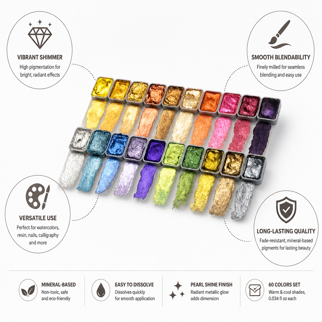 Ensemble de Pigments Perles Lumineux (60 Couleurs)