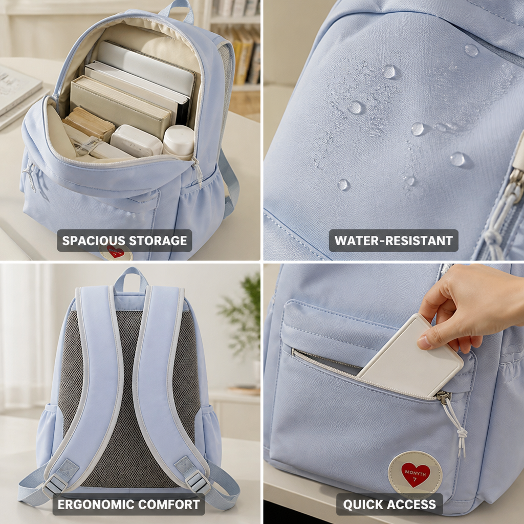 Sac à dos scolaire ergonomique résistant à l'eau