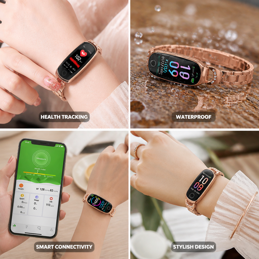 Bracelet de Fitness Étanche avec Fréquence Cardiaque et Tension Artérielle