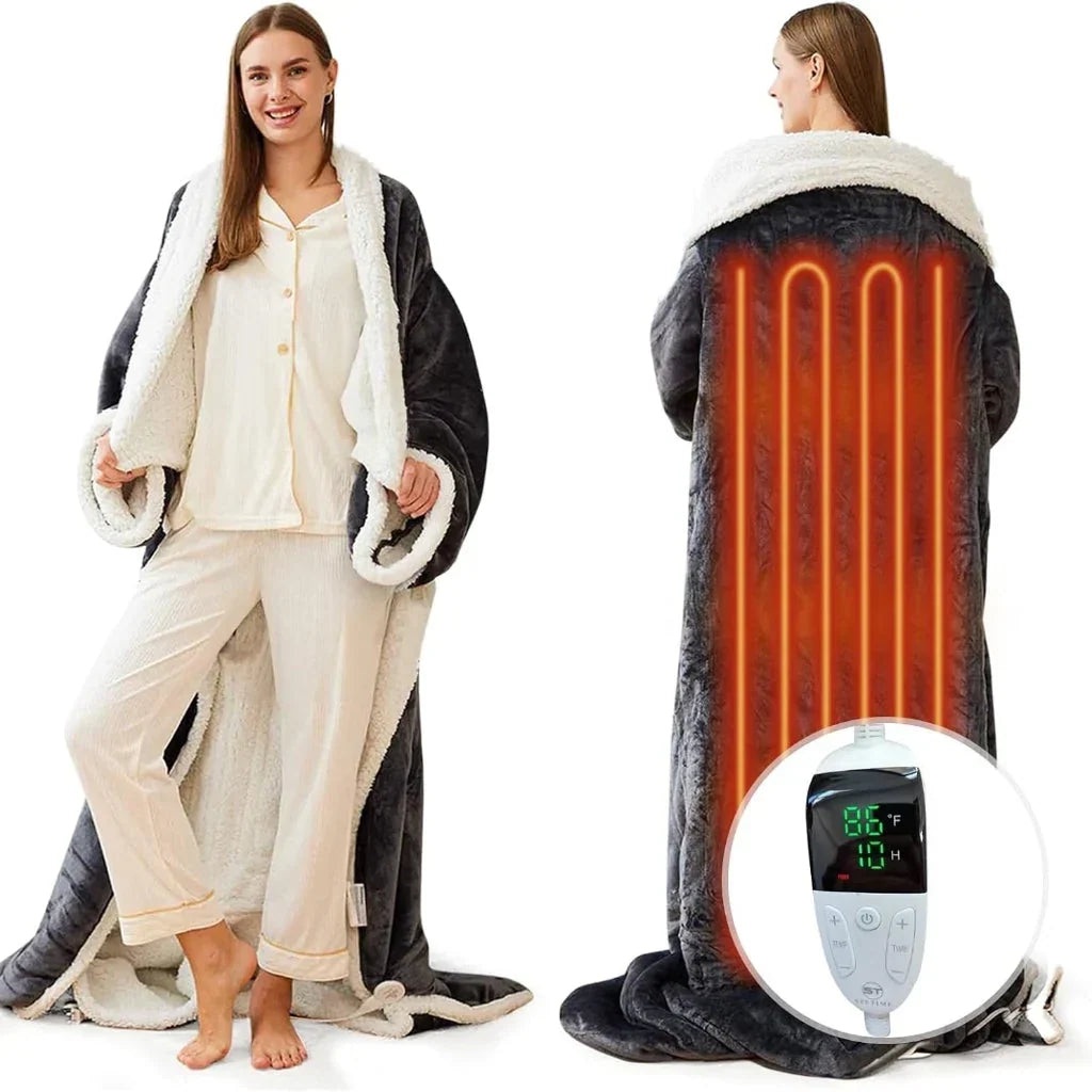 Couverture Électrique Portable avec Chaleur Réglable et Contrôleur Amovible