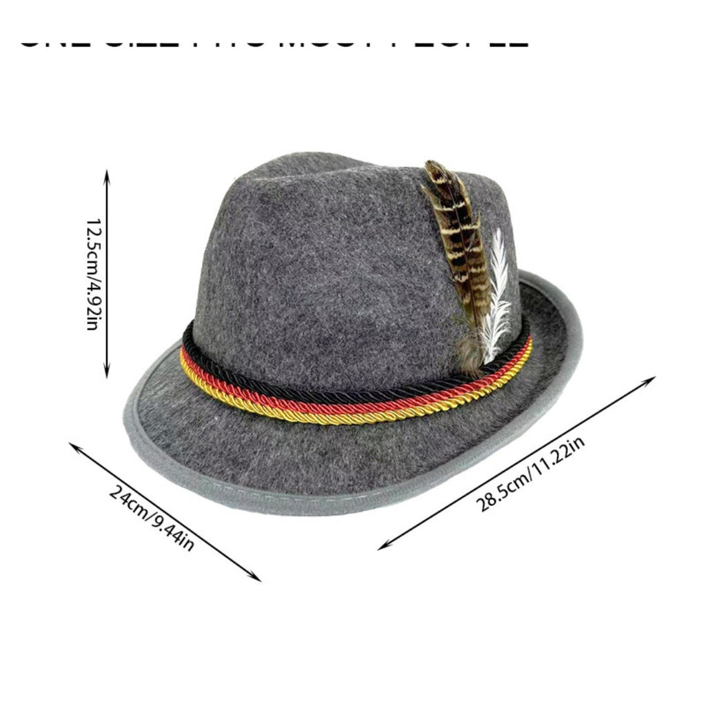 Chapeau Tyrolien - Style Allemand Avec Plume Décorative