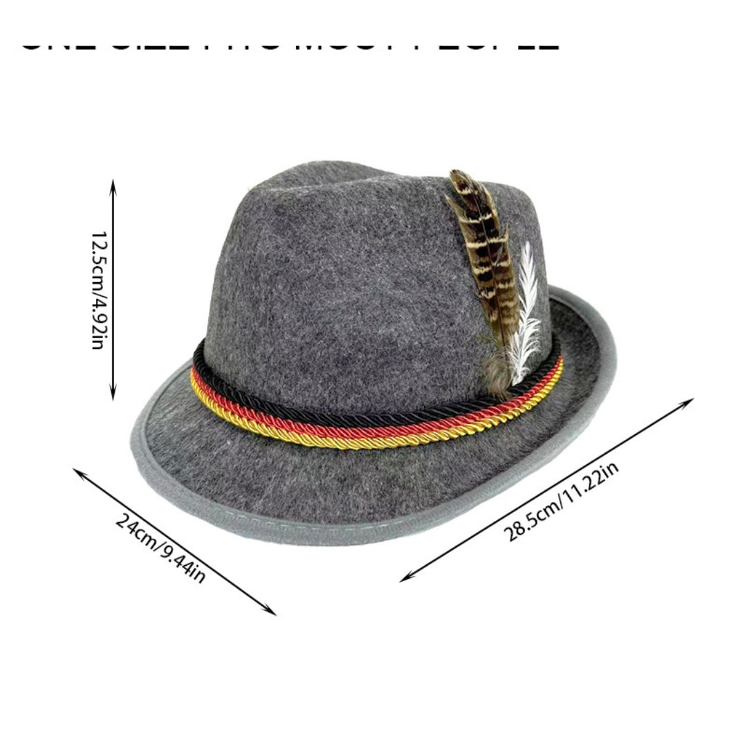 Chapeau Tyrolien - Style Allemand Avec Plume Décorative