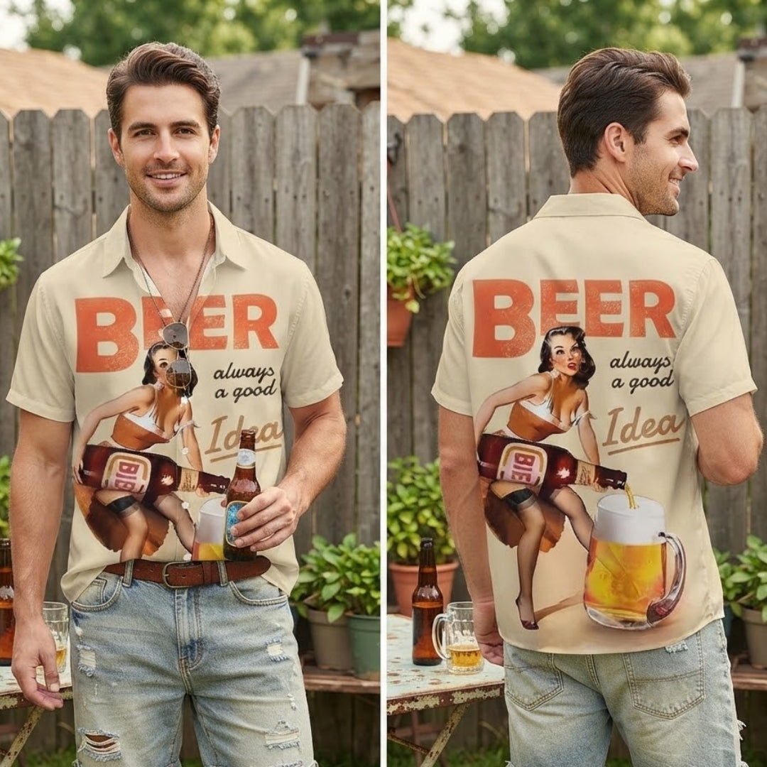 Chemise de Bière Oktoberfest - Design Festif Imprimé en 3D avec Manches Courtes