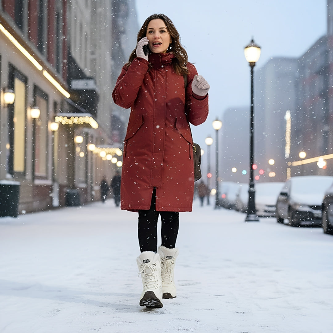 Bottes de neige - Bottines étanches pour femmes avec doublure en peluche chaude