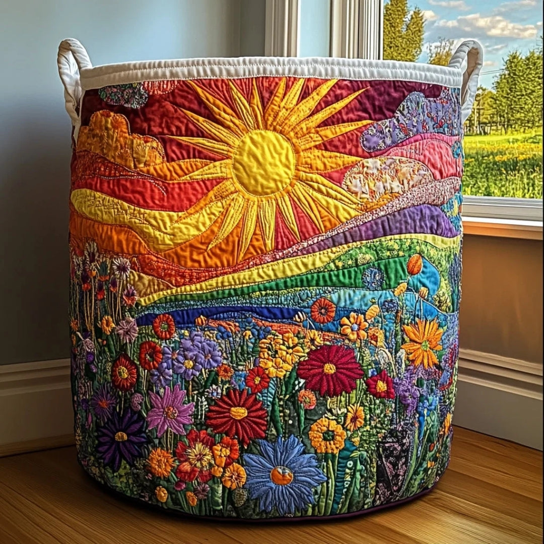 Panier à linge - Matelassé avec paysage floral coloré