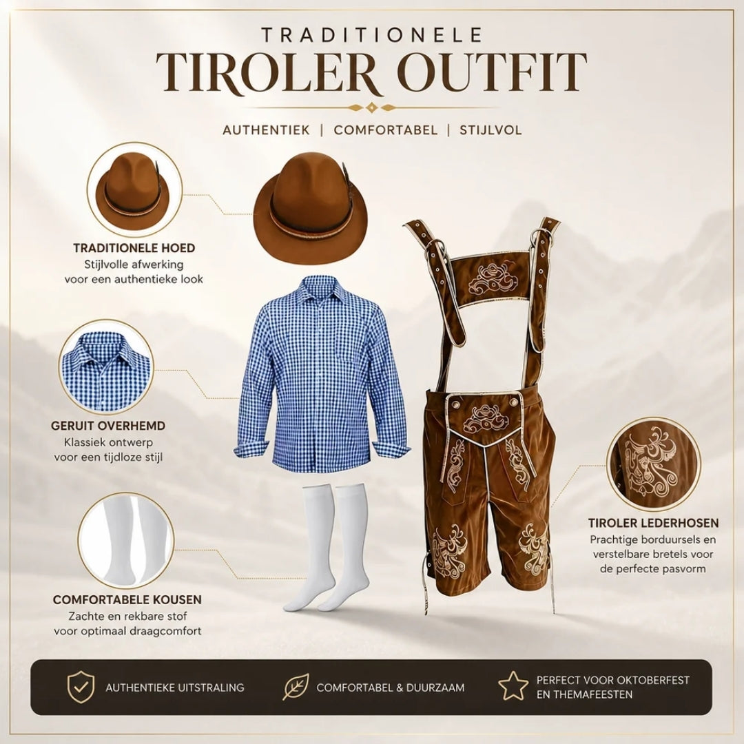 Costume Oktoberfest Homme - Style Bavarois Avec Chemise, Chapeau, Bretelles Et Chaussettes