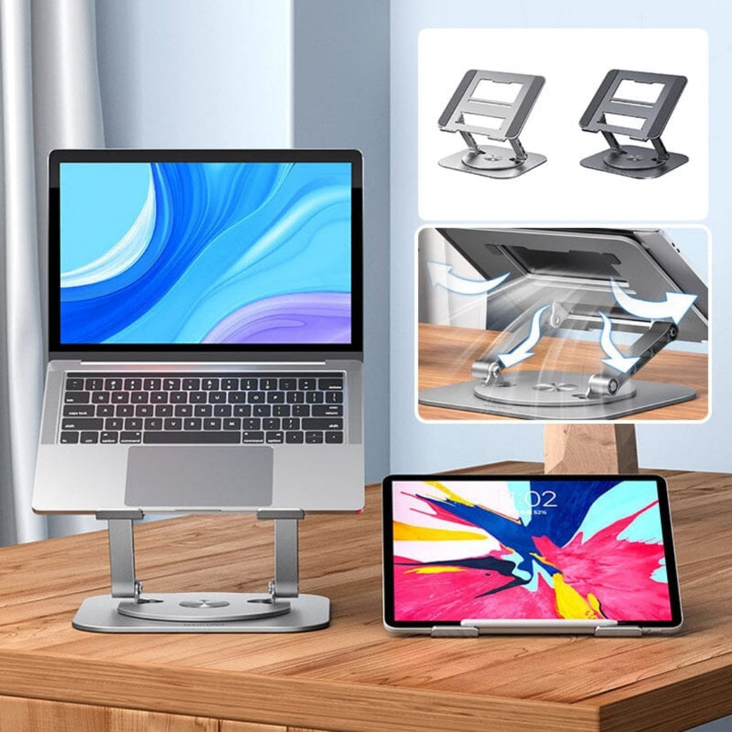 Support 360° - Support Rotatif en Aluminium pour Ordinateur Portable et Tablette