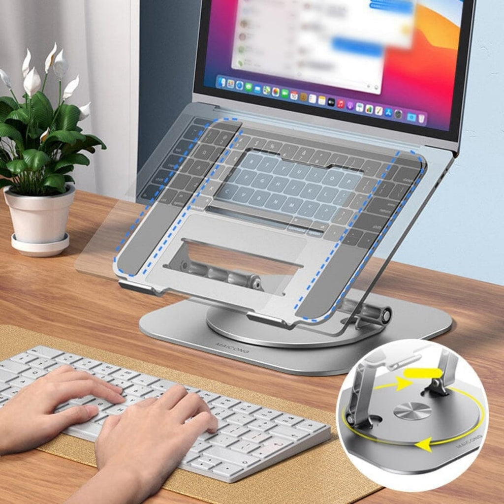 Support 360° - Support Rotatif en Aluminium pour Ordinateur Portable et Tablette