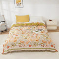 Drap Boho - Réversible avec Feuilles d'Automne et Franges