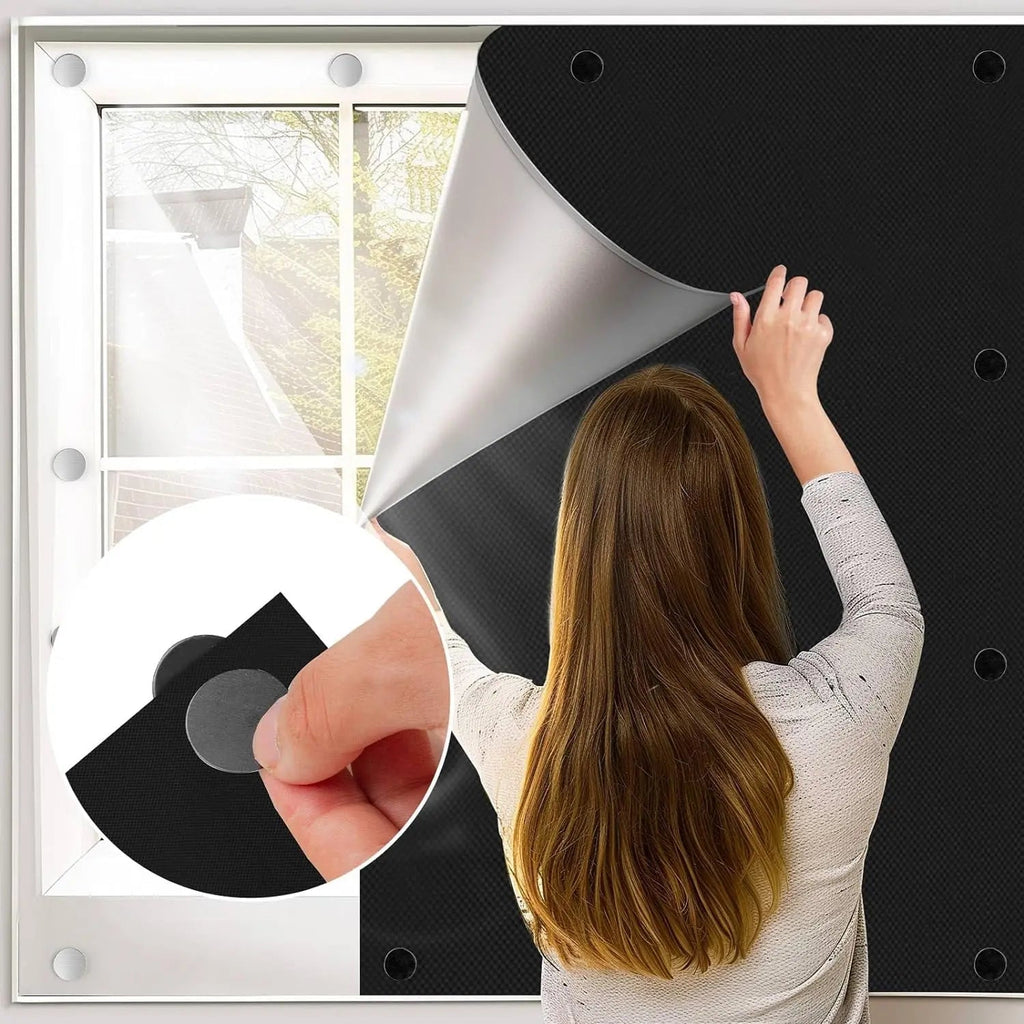 Stores Occultants Magnétiques Portables Noirs avec Ventouses | Parfaits pour les Voyages et les Chambres d'Enfants