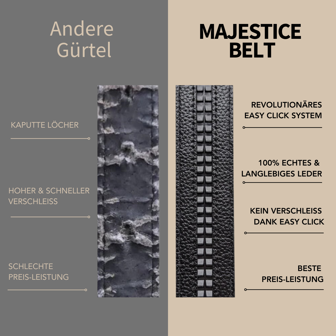 CEINTURE MAJESTICE™ | Ceinture en cuir à clic facile | Offre 1+1 !