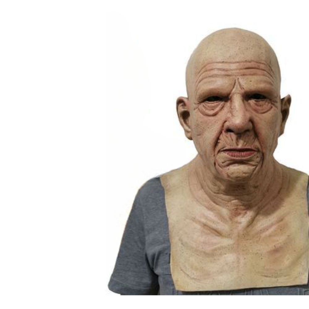 Masque de Vieil Homme Réaliste pour Halloween – Accessoire de Costume Effrayant en Latex