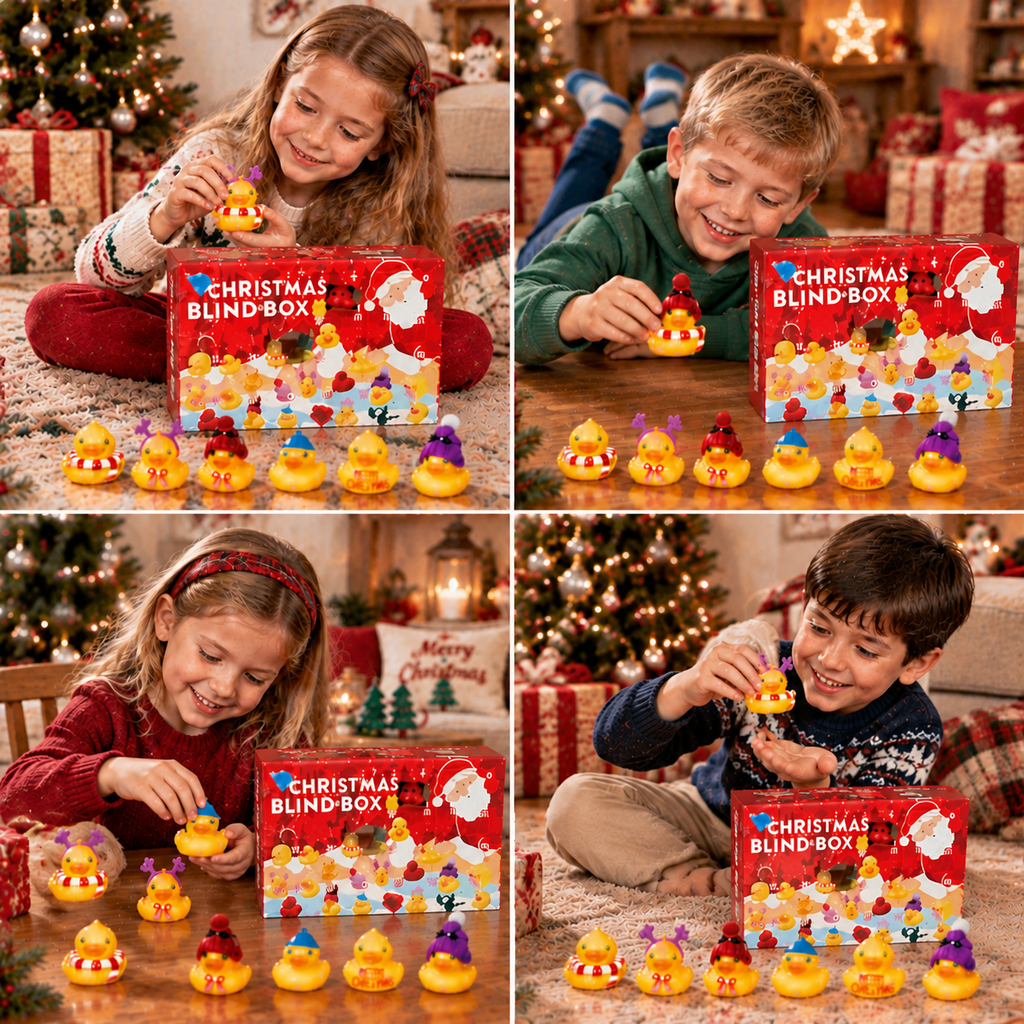Calendrier de l'Avent de Noël avec des canards en caoutchouc