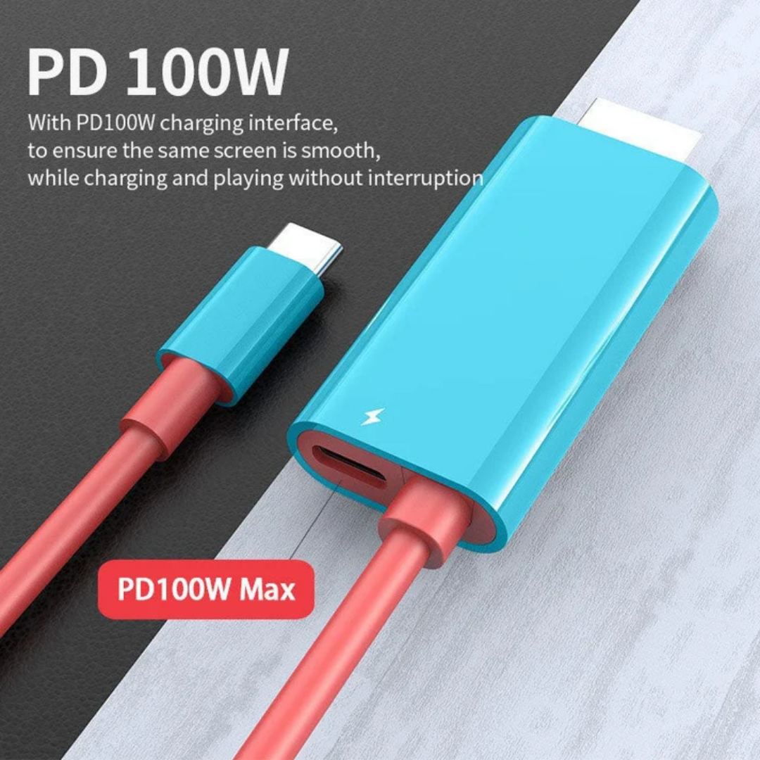 Câble USB-C vers HDMI - 2M avec Chargement Rapide PD pour Switch, Tablette, Téléphone et Ordinateur Portable