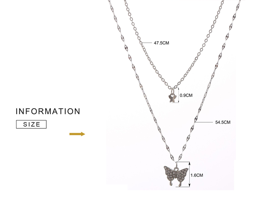 Ensemble de colliers en argent raffinés avec papillon brillant