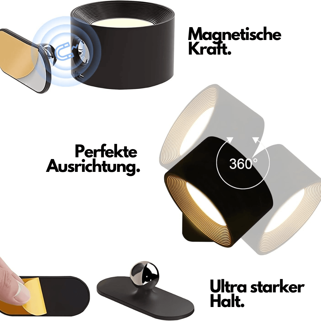 Lampe Murale Sans Fil – Éclairage LED Rechargeable et Ajustable à 360°