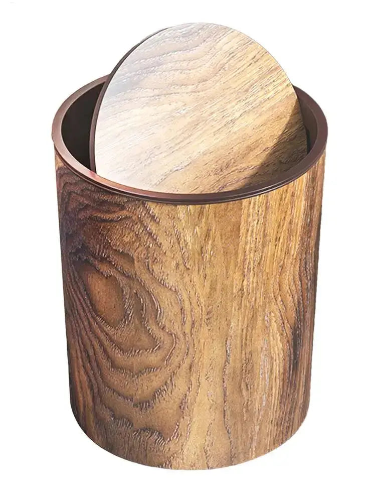 Poubelle avec Couvercle Oscillant | Aspect Bois | Silencieuse et Hygiénique