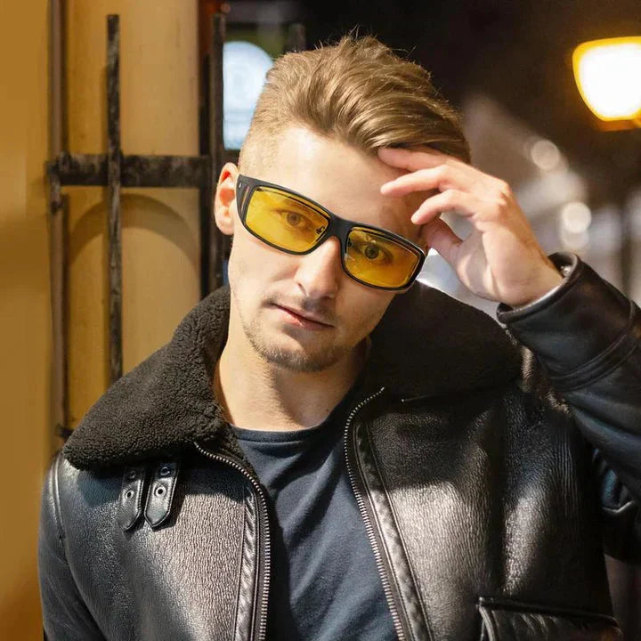 Lunettes de conduite de nuit | Protection contre l'éblouissement | Bloque complètement la lumière latérale