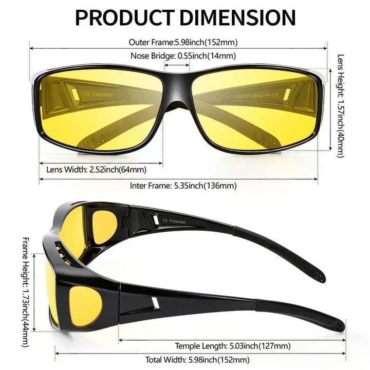 Lunettes de conduite de nuit | Protection contre l'éblouissement | Bloque complètement la lumière latérale