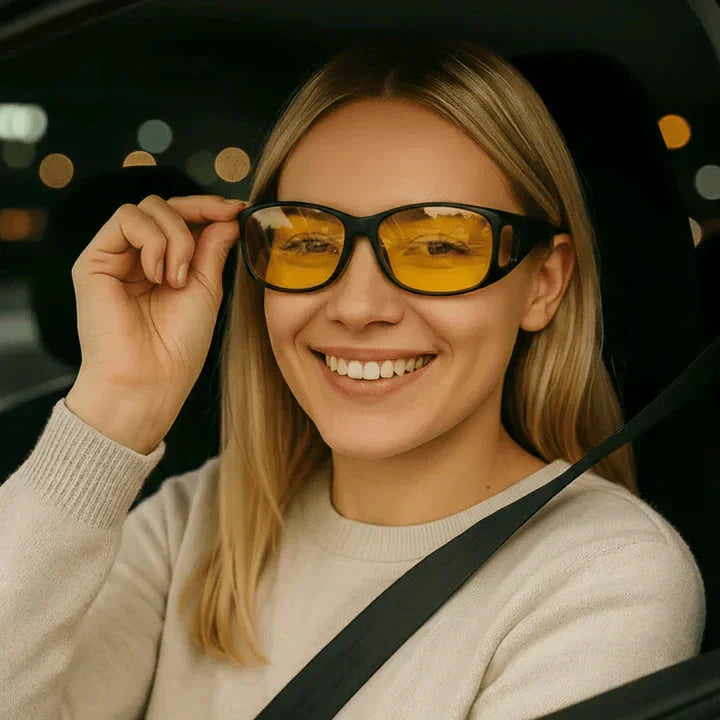 Lunettes de conduite de nuit | Protection contre l'éblouissement | Bloque complètement la lumière latérale