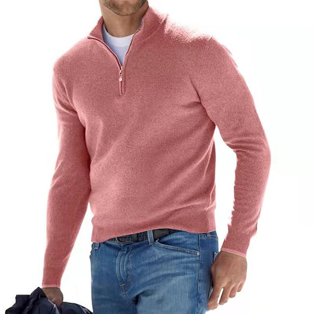 Pull Merino V-Col avec fermeture éclair Luca Belloni - Édition Magie d'Automne