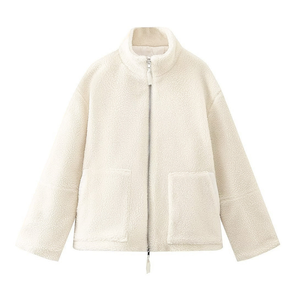 Haut en Fleece pour Femmes – Pull Ample avec Col Montant