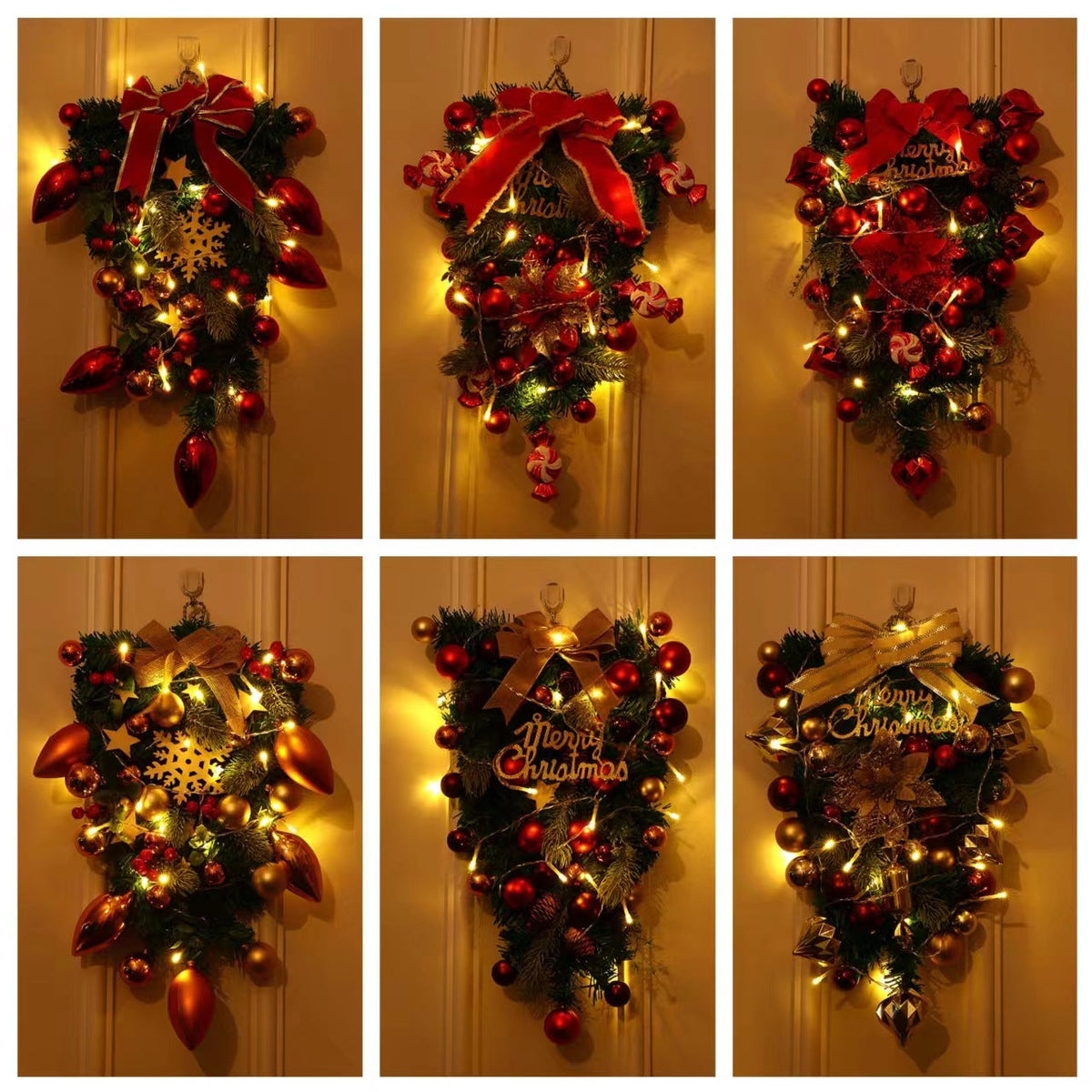 Couronne de Noël Festive – Décoration de Noël pour Porte et Mur
