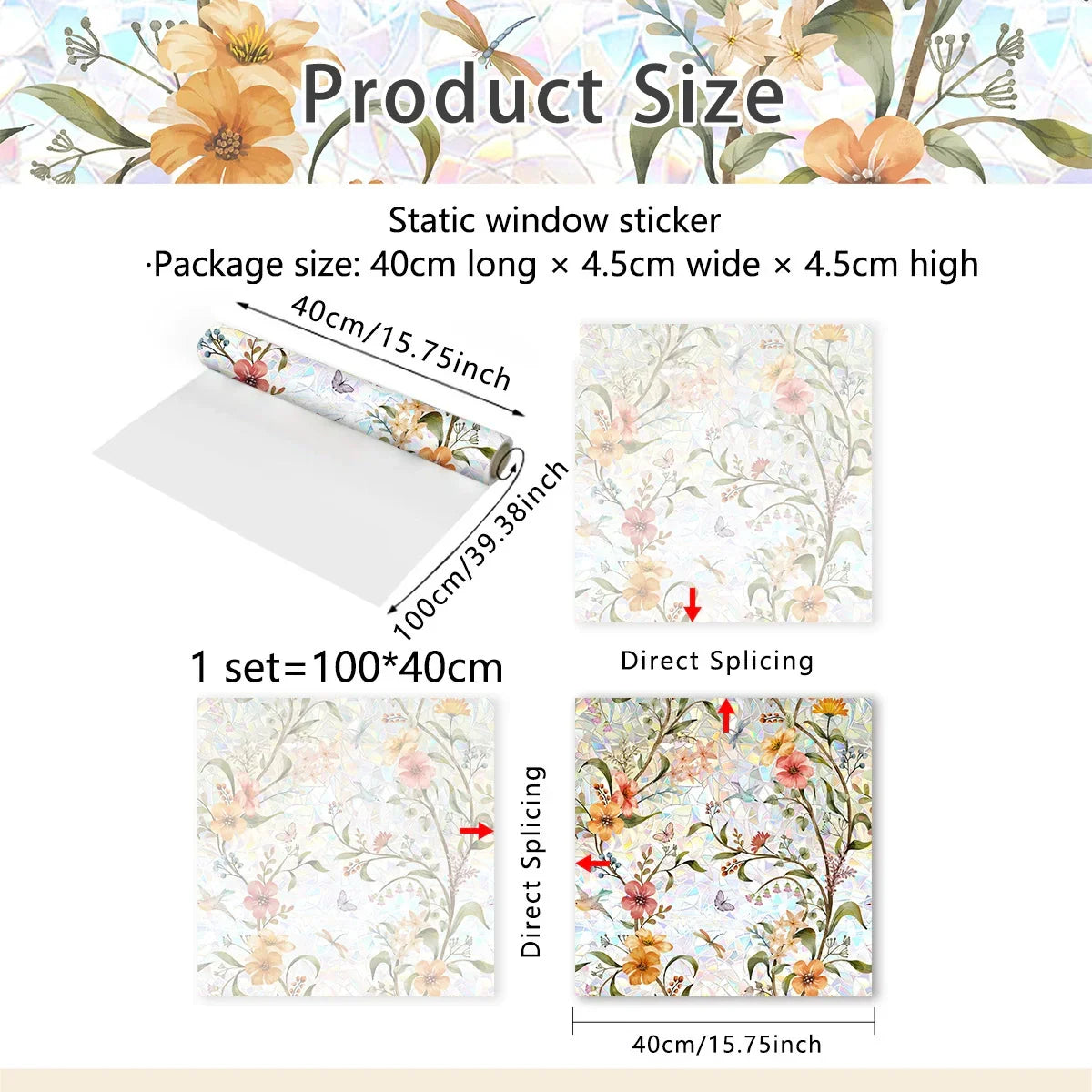 ✨DERNIER JOUR : 70 % DE RÉDUCTION ! - 💐 Autocollant de fenêtre avec bouquet floral coloré 🖼️ (Amovible sans laisser de traces)