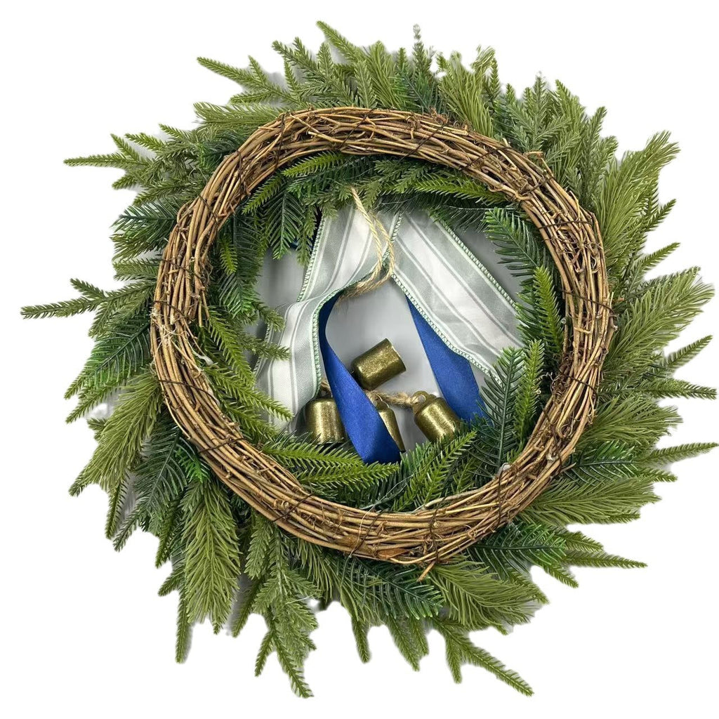 Guirlande de Noël avec Nœud Décoratif et Cloches – Décoration de Porte Festive