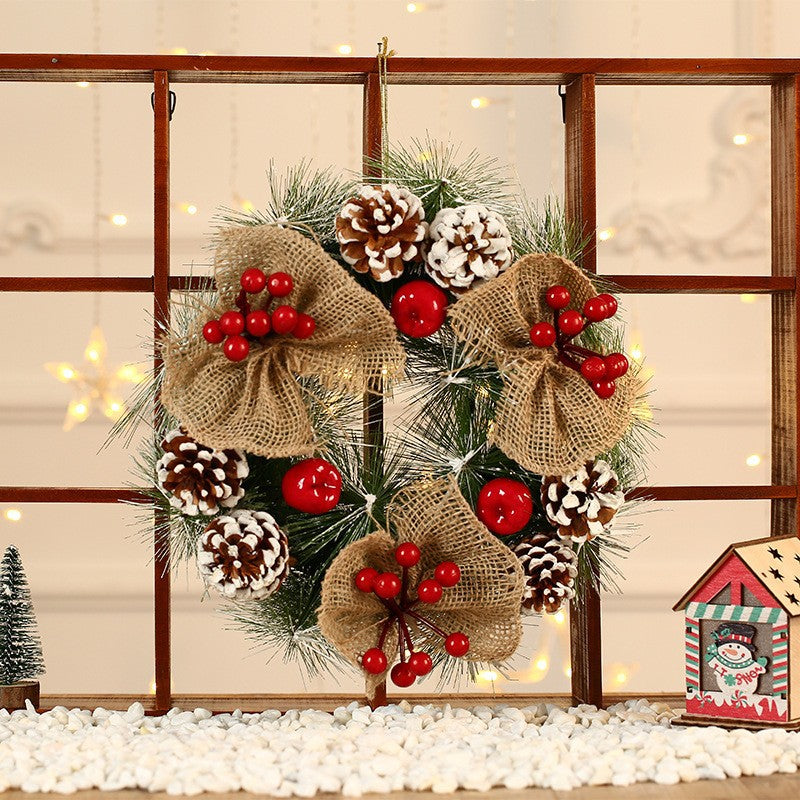 Couronne de Noël en Jute – Décoration de Noël Rustique pour Porte et Mur
