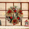 Couronne de Noël en Jute – Décoration de Noël Rustique pour Porte et Mur