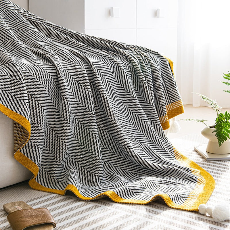 Plaid Tricoté avec Franges – Couverture Décorative pour Canapé