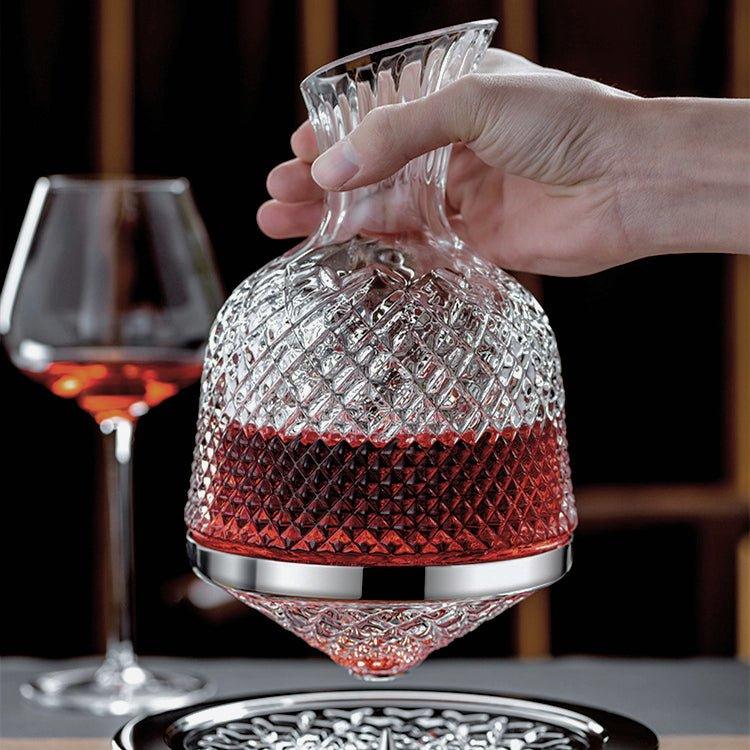 LuxeDecant Carafe à Vin | Rotation 360° | Verre Cristal Soufflé à la Main | Aération Parfaite & Design Élégant